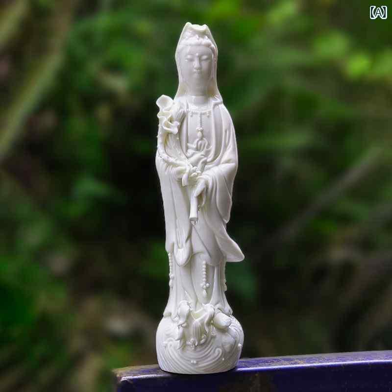 インテリア オブジェ おしゃれ 徳化 陶器 仏像 3匹の 龍が 垂れる 観音 9匹の 龍 菩薩 白磁 立像 リビング ルーム ギフト フィギュア 装飾品