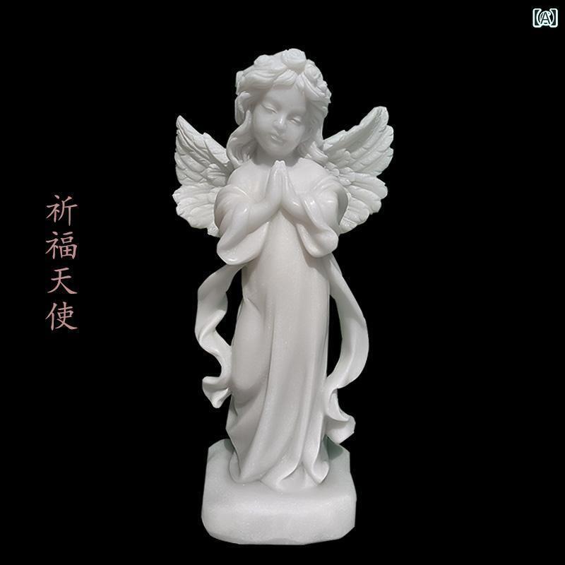 インテリア オブジェ おしゃれ 風の 墓石 白い 大理石の 天使の 像 装飾品 彫刻 家の 屋外 装飾