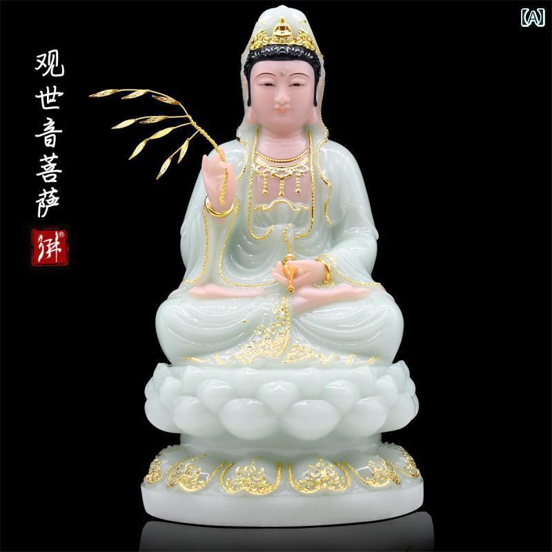 インテリア オブジェ おしゃれ 翡翠 観音 菩薩 仏像 輪廻 四 聖 南海 子 授け 平和の お姫様 キャラクター デスク トップ 装飾品
