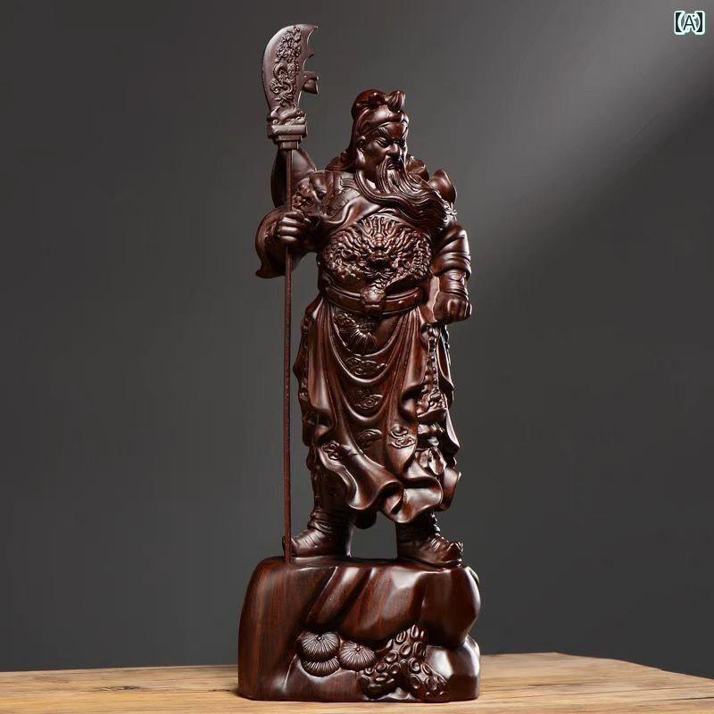 インテリア オブジェ おしゃれ 黒檀の 木彫り 関公 無垢材 呉 彩 神 リビング ルーム 仏像 装飾品 自宅お 店 装飾 開店 祝い ギフト