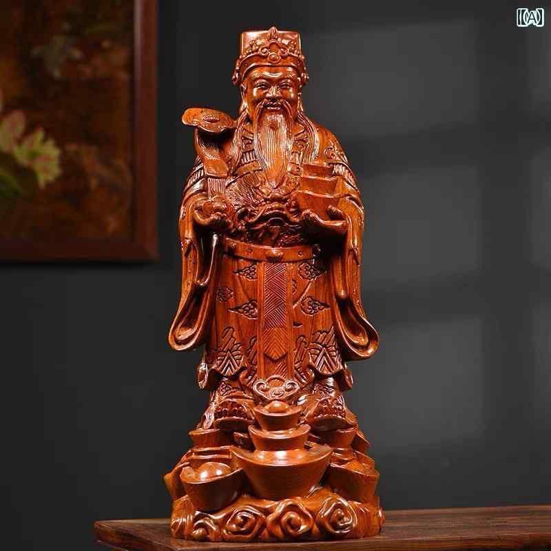 インテリア オブジェ おしゃれ ローズウッド 彫刻の 富の 神 仏像 装飾品 無垢材の 神像 家庭用 リビング ルーム ショップ 装飾 開店 祝い ギフト