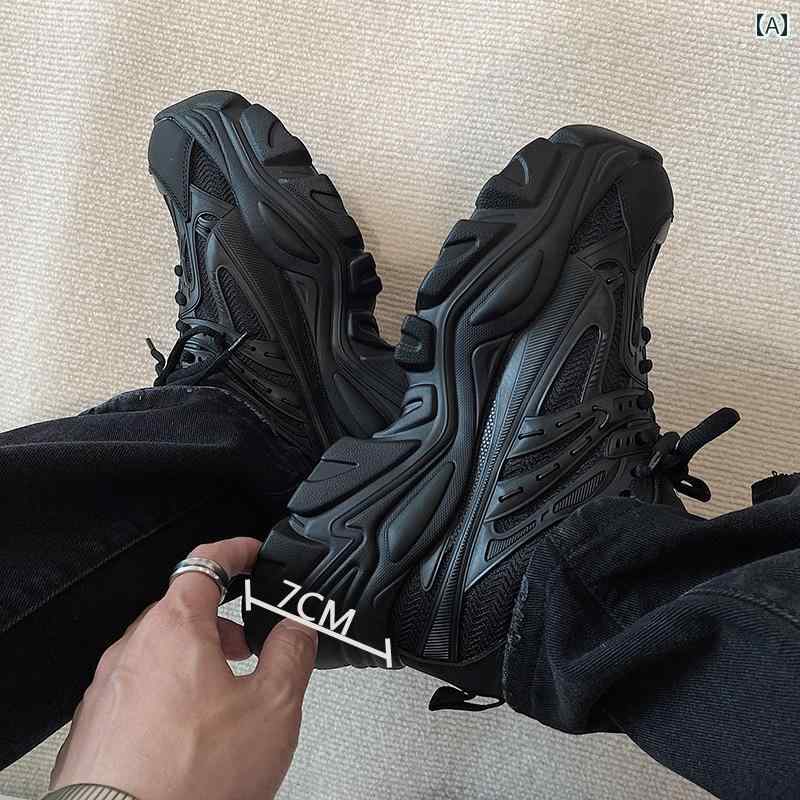 メンズ 厚底スニーカー 厚底シューズ 身長アップ ストリート ダッドスニーカー ソール ツーポイント ロ..