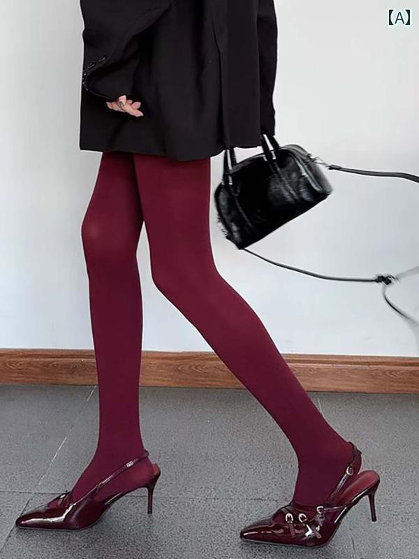 レディース パンツ レディース アンコラ ワイン レッド ストッキング レディース 厚手 秋冬 中国 赤 ソックス 誕生 年高 弾性非 肉 底