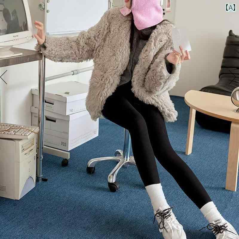 レディース パンツ レディース ブラック スペード ワン ジン コットン バービー パンツ 秋冬 縦縞 ロング ステープル ハイウエスト シームレス スリム 厚手 裏起毛 暖かい レギンス