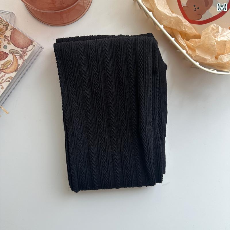 レディース オシャレ かわいい 女性用 ライトブラウン 縦縞 小麦 耳 ジャカード パン スト 薄くて スリム ベルベット 伸縮性 アウターウェア ソックス