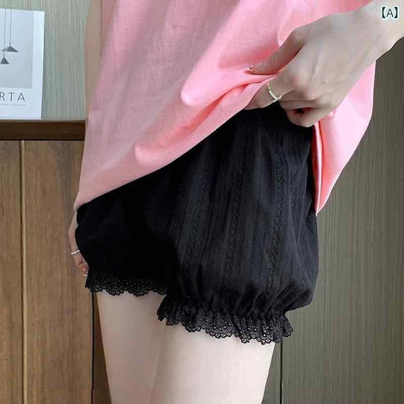 レディース オシャレ かわいい ホワイト パンプキン パンツ レディース 安全 露出 防止 夏 薄手 JK 外出 着用 レース スカート レギンス