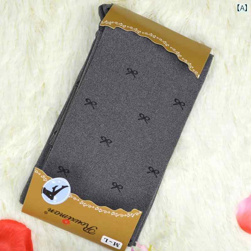 レディース オシャレ かわいい 和風 麻 グレー パン スト 春秋 細身小 ドット 水玉 ジャカード ラブ ハート中 厚底 ソックス 女性用