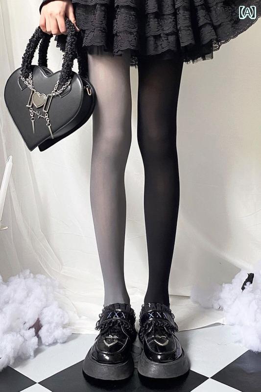 レディース オシャレ かわいい ベルベットの 異なる 色の ストッキング 女性用 左右に ステッチ キャン..