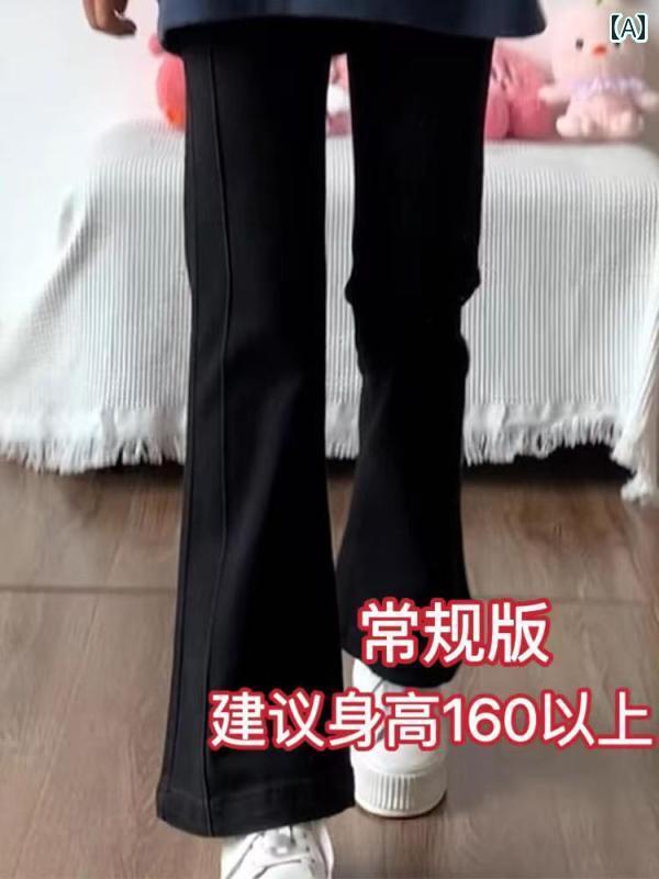 レディース パンツ オシャレ 春先の 女性用 洋 ナシ型 ブラック フレアジーンズ 太めの 人向け 大きいサイズ ハイウエスト ヒップを カバー する 伸縮性 スリミング フレアパンツ