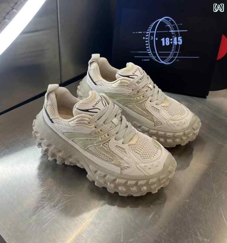 ランニング シューズ 靴 駅 初夏 通気性 ドリアン 底 ダッド シューズ 高級 厚底 タイヤ レディースス..