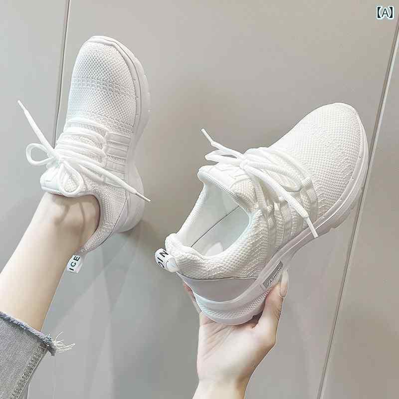 ランニング シューズ 靴 2025年 レディース ホワイト シューズ 内 丈 アップ 軽量 ソフト ソール 快適で 通気性 万能な シングル