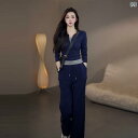 セットアップ レディース 韓国 の 商品 カジュアル スポーツ スーツ 女性 春秋 2025 スタイルな フェイク ツーピース ニット セーター スリム