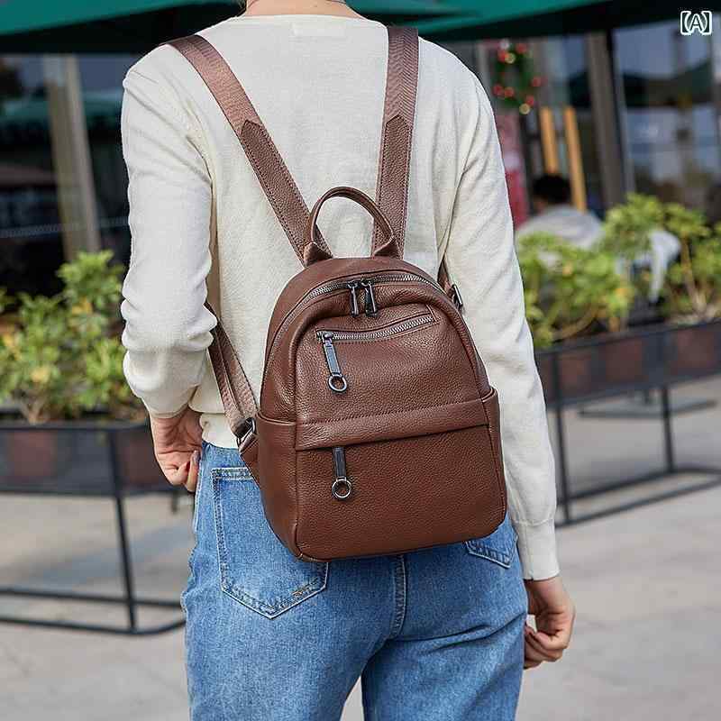 便利 カバン リュック 仕事や 通勤に 便利な 女性用 革 バック パック 2025年 トップレイヤー 牛革 レディース 旅行に 軽くて