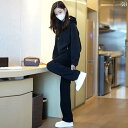 セットアップ ジャージ スウェット 韓国 2025 春秋 レディース レジャー スポーツ ランニング ツーピース セットで ウエスタン フード付き セーター ...