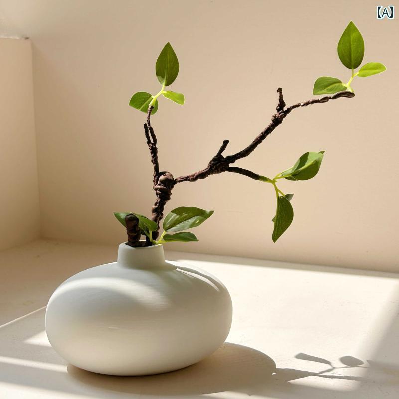 インテリア オブジェ おしゃれ さわやか 植物の シミュレーション 陶器の 花瓶 フラワーアレンジメント リビング ルーム 屋内 テーブルの 装飾 柔らかい 花