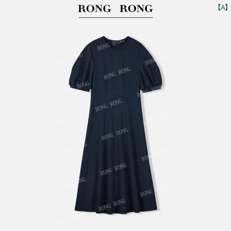 レディース ワンピース ロンロン スター パーティー RONGRONG ラウンドネック 立体 裁断 ステッチ パフスリーブワンピース CYD 309