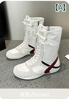 カジュアル フラットソール ブーツ デク サンハイカット ミドル ボクシング ネット ロング 2025 新型 ..