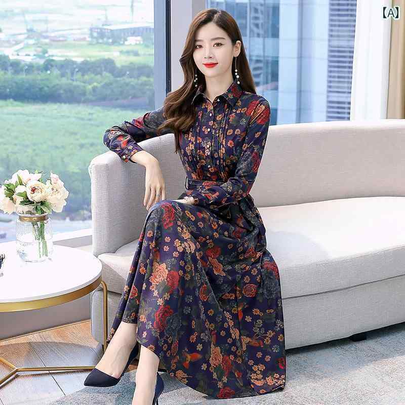 レディース トップス オシャレ 春 杭 州 貴婦人 シルク 桑 絹 ワンピース 2025 春秋 高級 中年 母 ロング スカート