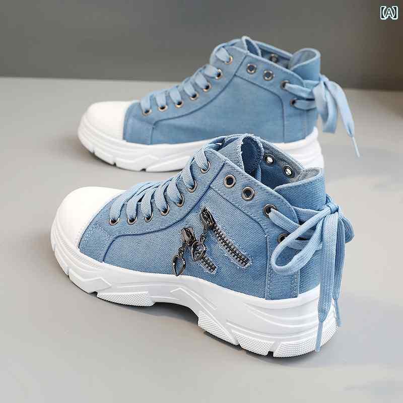 3544 サイズ 女性用 ハイカット キャンバス シューズ 45 CM 厚底な スカートで 通気性の ある デニム ..