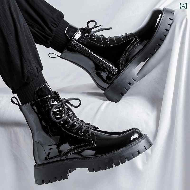 ブーツ メンズ 英国 風 ハイカット モーター サイクル メンズブーツ 2025冬 ベルベット ワークブーツ