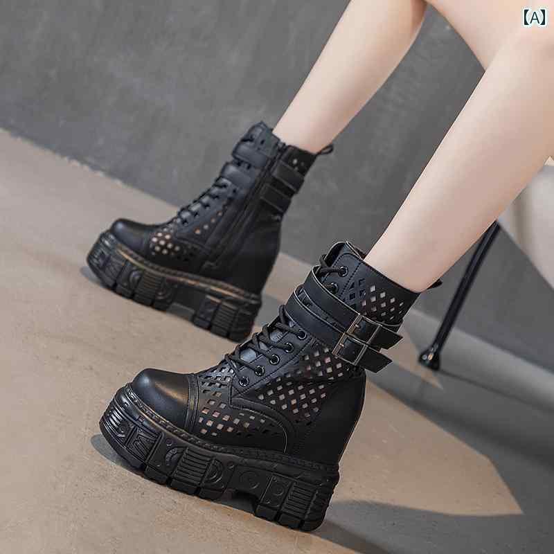 キングオブザ アース サンダル レディース サマー フェアリー 厚底 高さ 12 cm 通気性 革 プラットフォーム ミドル ブーツ