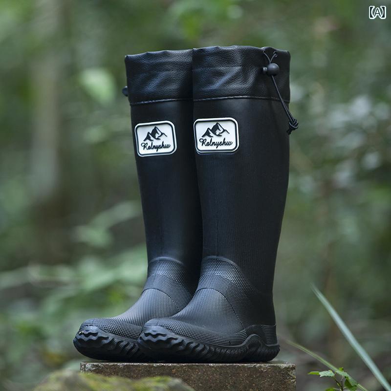 履きやすい 長靴 おしゃれ ハイカットの な アウトドア レインブーツ。 防水と 滑り止め性を 備え 男女兼用で カップル キャンプ ハイキング 渓流 釣り ウォーター シューズと して 最適です。