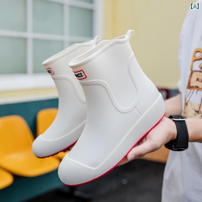 履きやすい 長靴 おしゃれ 食品 工場で 働く 男性用 ファッション カップル ホワイト レインブーツ レディース ミドル 滑り止め 裏起毛 温水 シューズ キッチン