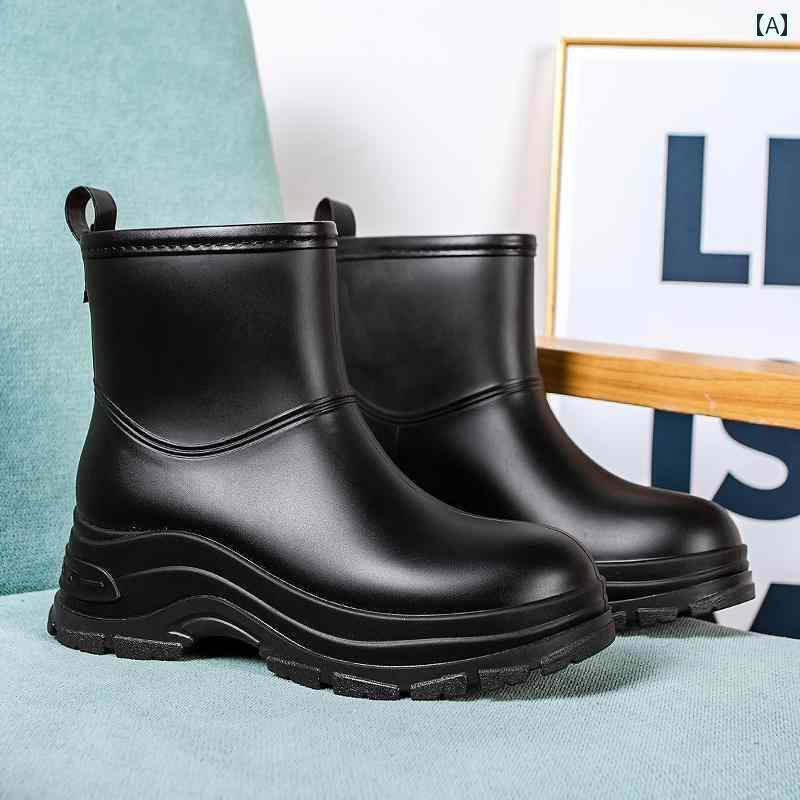 履きやすい 長靴 おしゃれ 5 cm 身長 アップ ウォーター シューズ ショート チューブ レインブーツ レディースファッション 2025 防水 滑り止め ワーク ラバーシューズ