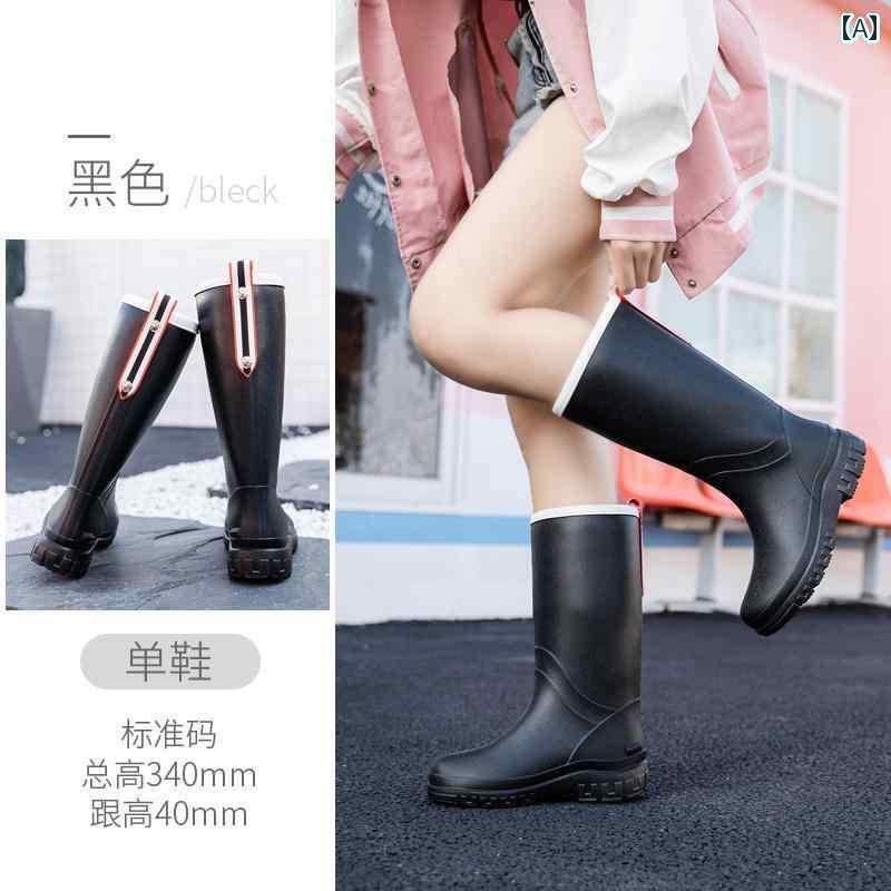 履きやすい 長靴 おしゃれ 女性用 レインブーツ 暖かい て ベルベットの ハイカット 滑り止めと 耐摩耗の ウォーター シューズ 屋外で 着用 可能 厚底の な ゴム 靴 防水と