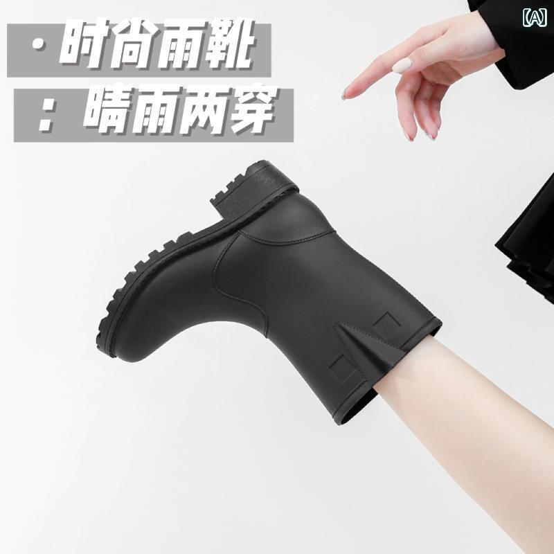 履きやすい 長靴 おしゃれ 通勤用 ミドル チューブ レインブーツ キッチン用 滑り止め ゴム 靴 ワンピース レディースファッション 防水 秋冬用 ベルベット...