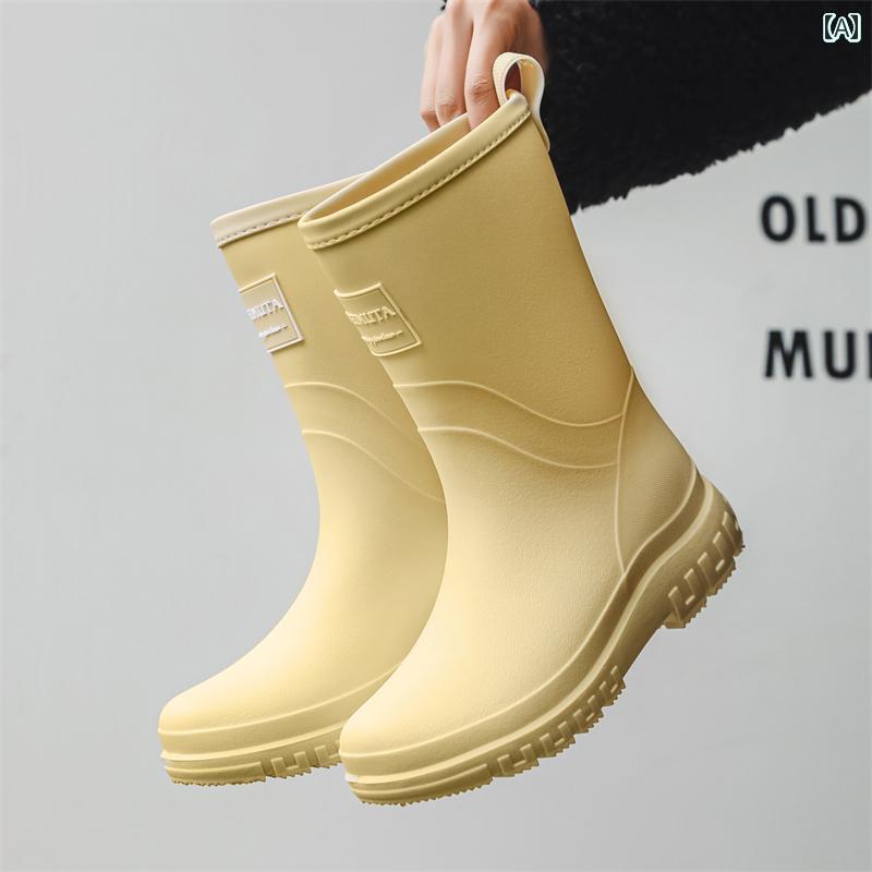 履きやすい 長靴 おしゃれ 2024年 ミドル ハイ チューブ レインブーツ レディースファッション ワンピース ベルベット コットン 大人用 滑り止め 防水 ...