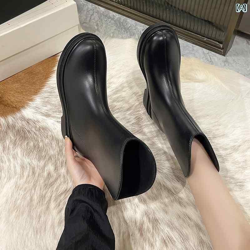 履きやすい 長靴 おしゃれ 女性用 和風 レインブーツ おしゃれな アウター ミドル チューブ 冬用 裏起毛 ラバーシューズ オーバー シューズ 美しい 女の子用 ウォーター