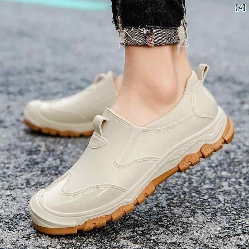 履きやすい 長靴 おしゃれ 夏用の メンズ ローカット レインブーツ キッチン ドライバー用ので 滑りに..