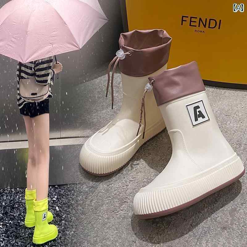 履きやすい 長靴 おしゃれ 女性用 レインブーツ ファッション スタイル 2024新 ミドル レディース 滑り止め 防水 大人用 ウォーター シューズ ラバーシューズ スタイリッシュ 裏起毛