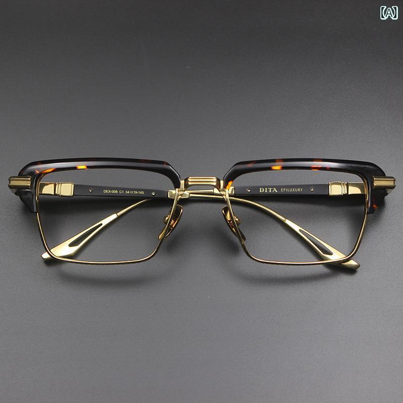 おしゃれ 眼鏡 和風 レトロ プレート アイブロウ フレーム べっ甲 金 線 エッジ 高級 ビジネス チタン ..