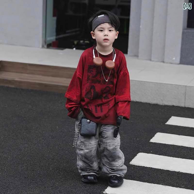 セットアップ キッズ コスプレ 新年の ストリート ダンスの 子供のの 服 クールな 男の子 ヒップ ホッ..