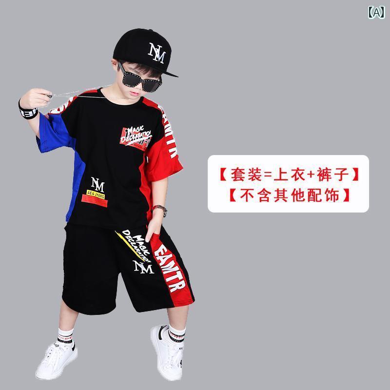 セットアップ キッズ コスプレ 子供の 日の パフォーマンス 衣装 ヒップ ホップ ストリート ダンス 男の子 ファッション 服 で クールな ドラムの キャットウォーク スーツ