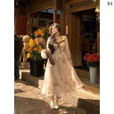 レディース ワンピース かわいい アンの ホットではない レースの 花柄 シフォン ドレス 女性 2025 早春 やや 太めの 大きいサイズ 優しい スカート