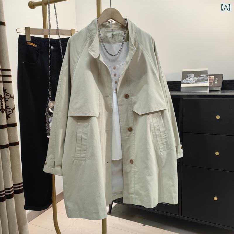 レディース コート 春 オシャレ ウィンドブレーカージャケット レディース 2025 春秋 韓国 カジュアル シングルブレスト ミドル 丈 高級 綿 スタンドカラー トップス