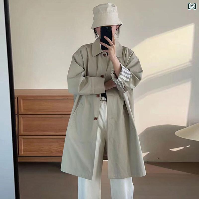 樂天商城 - レディース コート 春 オシャレ 女性用 ウィンドブレーカージャケット 2025 春 スプライシング 高級 和風 作業着 シンプル 小さい サイズ ミドル 丈 コート