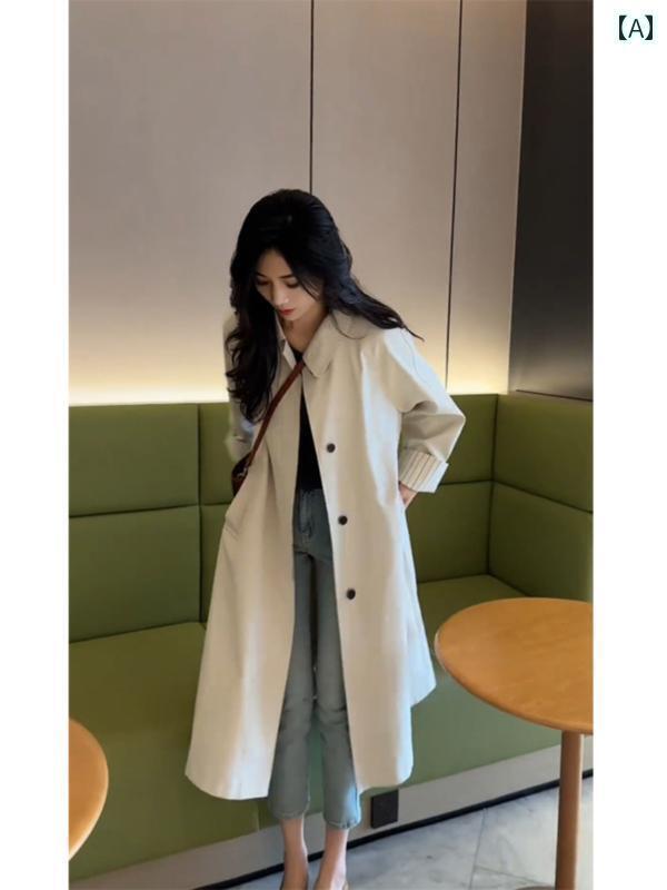 レディース コート 春 オシャレ 2025年 ホット スプリング 韓国 高級 ホワイト ウィンドブレーカージャケット レディース ユニークで 美しい ミドル 丈 コート