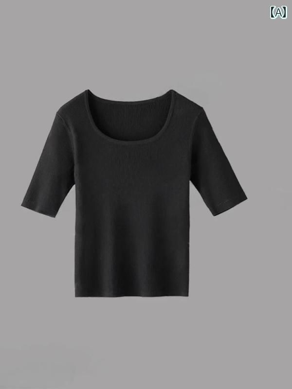 レディース トップス かわいい 春夏 オーバーチュア アンカー ホン 旗 艦 店 スクエアネック 半袖 セー..