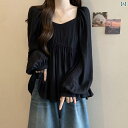 レディース トップス オシャレ 春夏 大きいサイズ 婦人服 太った 女の子 自己 予約の 推奨 ゆったり スクエアネックの 長袖 シャツは 腹を 覆い 腰を 細くする トップス