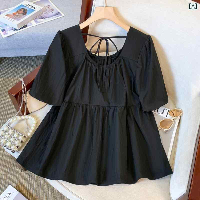 レディース トップス オシャレ 春 フレンチ スイート スクエアネック パフスリーブ シフォンシャツ レディース 夏用 大きいサイズ 太め mm おしゃれ お腹 カバー スリム ベビー シャツ トップス