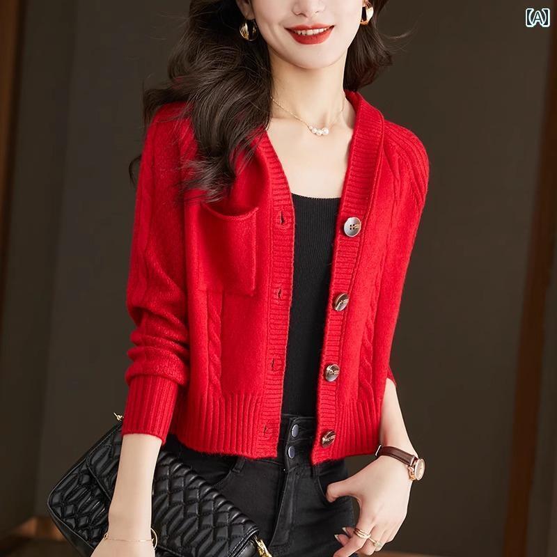 春服 シンプル カーディガン ショート フード付き セーター コート レディース 春秋 ハイウエスト スモール スタイル スカート 付き ニット