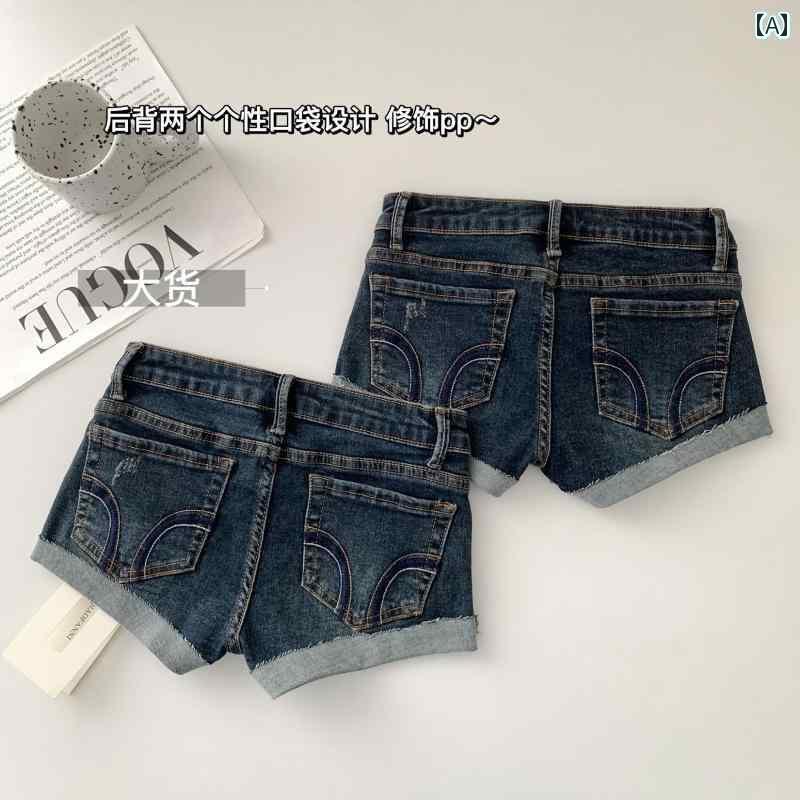 レディース スカート ショートパンツ もちもちの 自家製 肉 脚 ホット ガールショーツ ローウエスト 伸縮性 スリム ヒップ ショーツ タイト デニム パンツ