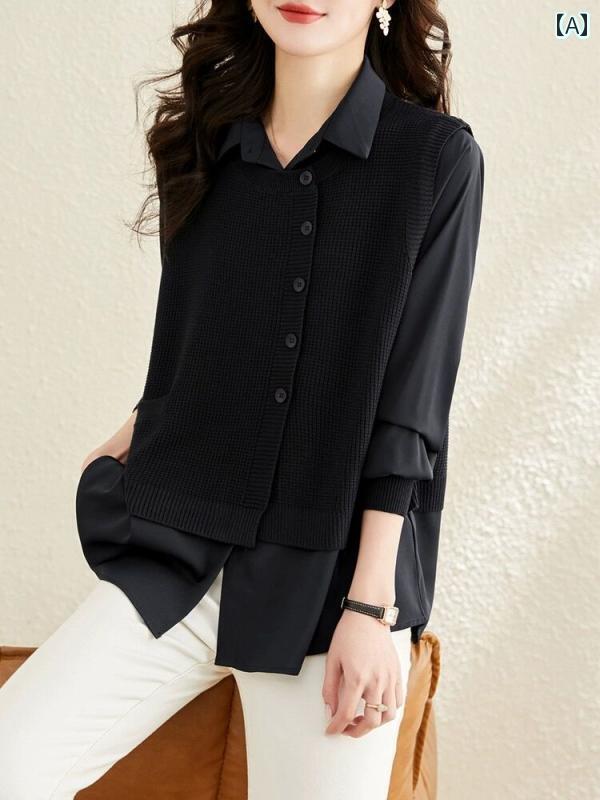 レディース トップス オシャレ 春 杭 州 高級 シルク シャツ レディース 長袖 桑 シルクファッション ニット ベスト ツーピース トップ 秋