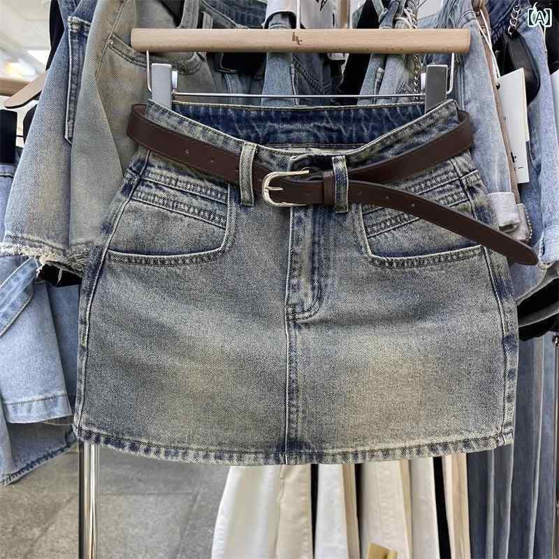 レディース スカート ショートパンツ の 商品 2025夏の ファッション ストリート ホット ガール レトロ ノスタルジック カラーデニム ショート スカート ヒップ クール