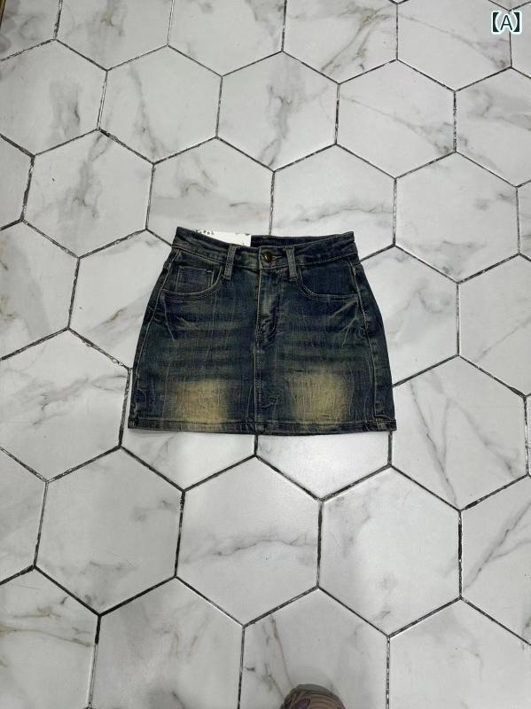 レディース スカート ショートパンツ アメリカン レトロ ブルー ホットティー 刺繍 デニムスカート レディース 夏 ハイウエスト スリムフィット aライン ヒップ ショート スカート