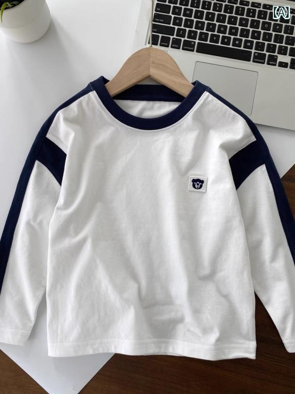 キッズ 子供 トップス かわいい 春と 小さい 子供の 男の子 長袖 Tシャツ カジュアル コットン レイヤ..